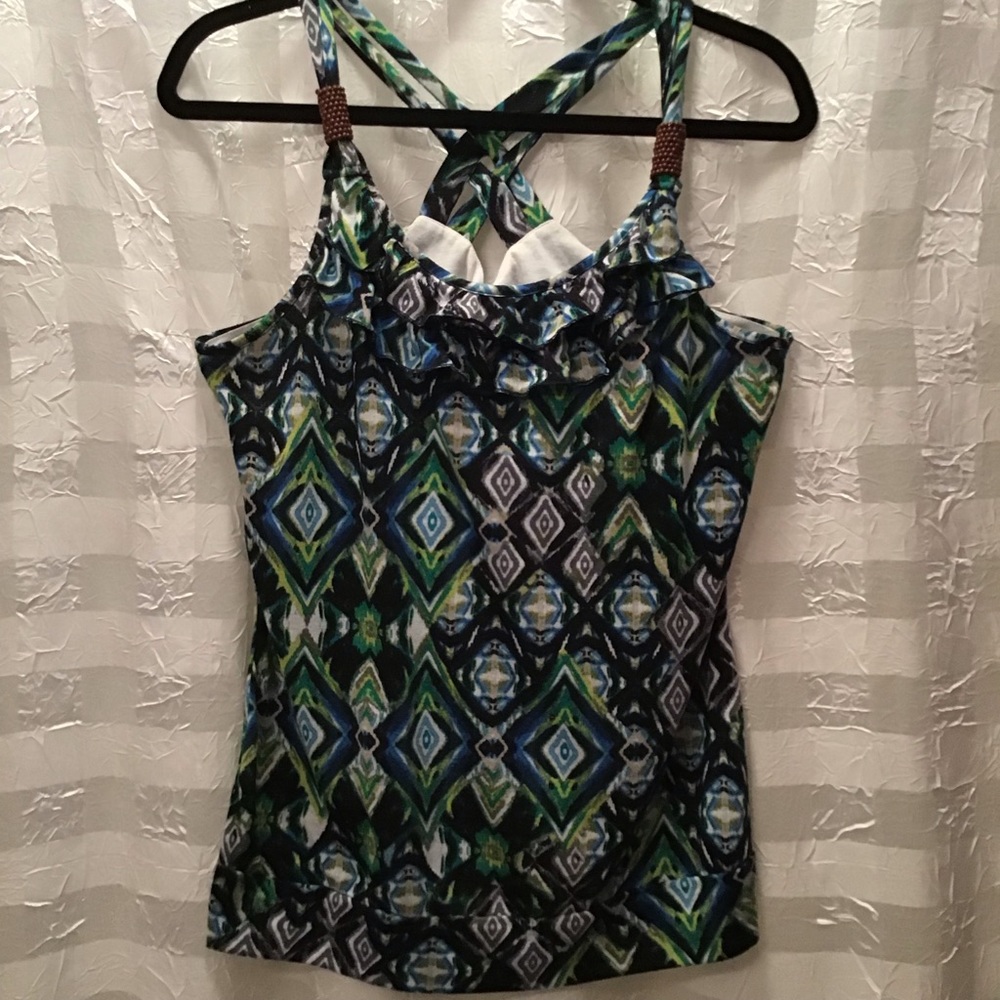 4/$25 Self Esteem Tank w/Woven Straps & Beads